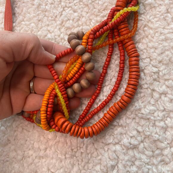 Orange and Gold Rope Fashion Necklace - Picture 3 of 10